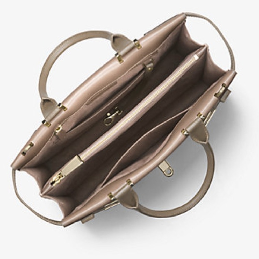 Michael Kors Tatiana Medium Leather Satchel- Turffle/Mushroom NWOT MSRP: $398.00 - Picture 10 of 15